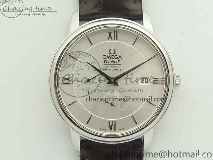 0310 FashionForward De Ville Prestige Real Power Reserve SS TW 1:1 Best Edition White Dial SS Markers On Leather Strap A 8095